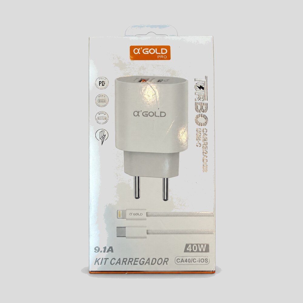 Carregador 40W USB-C PD com Cabo Lightning αGold Pro