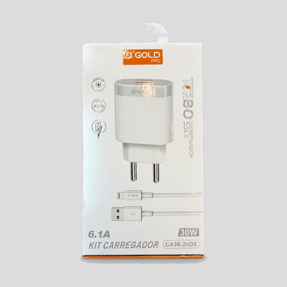 Carregador 30W com Cabo USB para Lightning αGold Pro