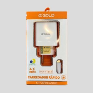Carregador Rápido 4.1A 2 Portas USB com Cabo USB-C αGold