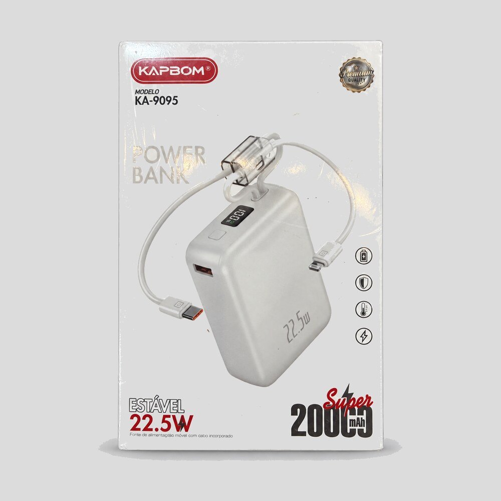 Power Bank 20.000 mAh 22,5W com Visor de Carga Kapbom