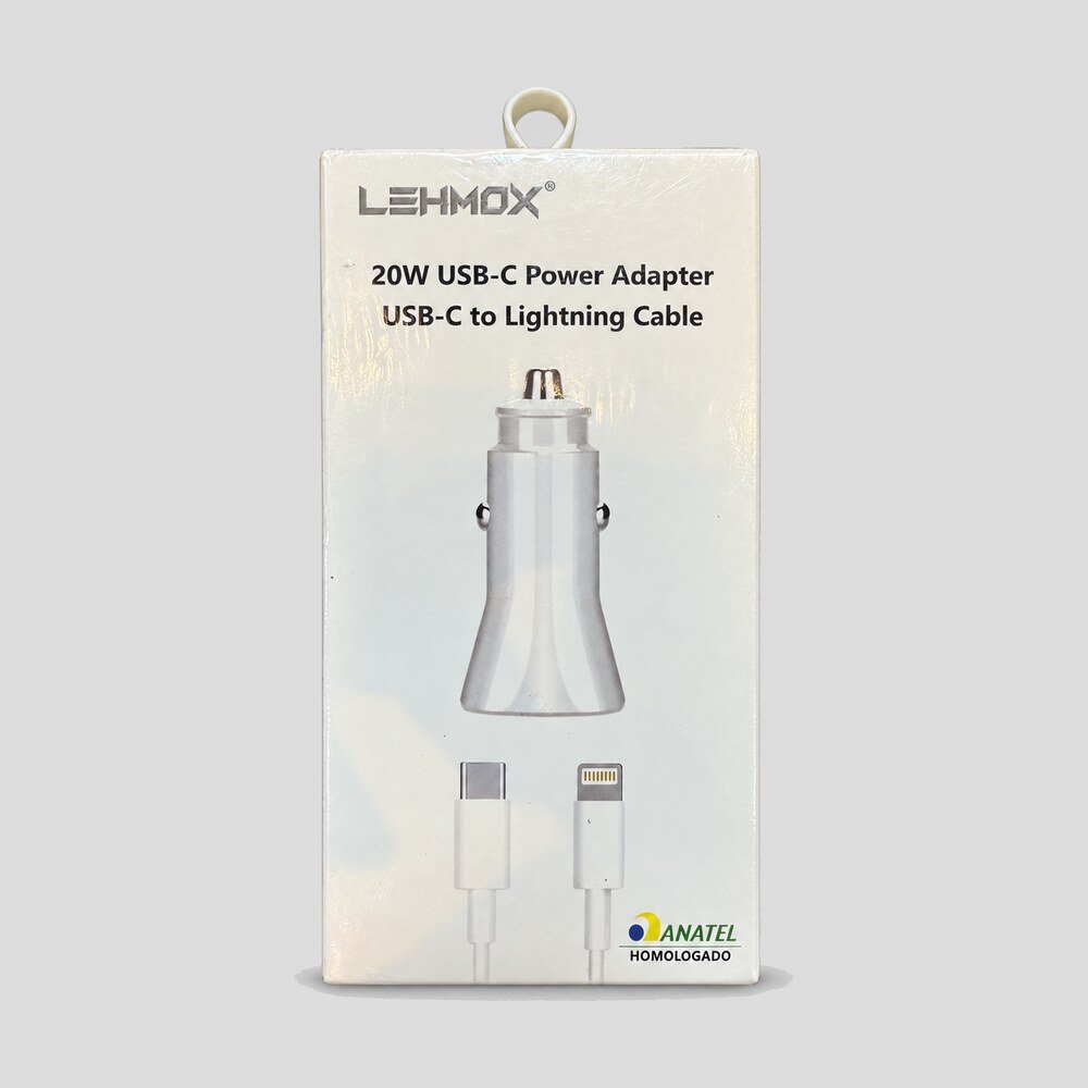 Carregador Veicular 20W com Cabo USB-C Lightning Lehmox